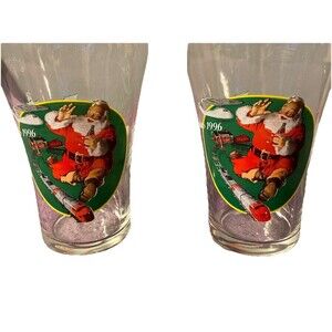 Vintage Coca Cola Christmas Glasses 2 Pint‎